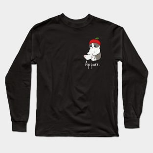 Cute cat with an apple hat Long Sleeve T-Shirt